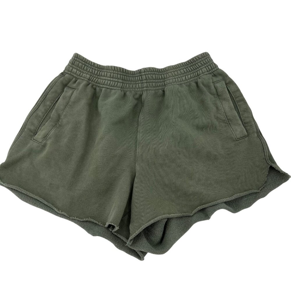 Aerie‎ Olive Green Cotton Blend Women's Elastic Waist Shorts With Pockets